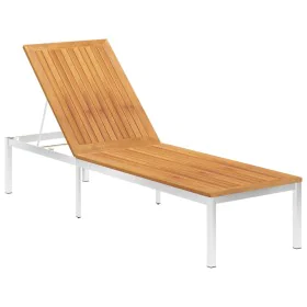 Tumbona de madera maciza de acacia y acero inoxidable by , Loungers - Ref: Foro24-46493, Price: 208,65 €, Discount: %