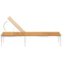 Tumbona de madera maciza de acacia y acero inoxidable de , Tumbonas - Ref: Foro24-46493, Precio: 208,65 €, Descuento: %