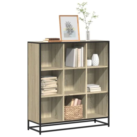Estantería madera y metal roble Sonoma 97,5x33x107,5 cm de , Librerías y estanterías - Ref: Foro24-3300861, Precio: 107,29 €,...