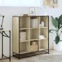 Estantería madera y metal roble Sonoma 97,5x33x107,5 cm de , Librerías y estanterías - Ref: Foro24-3300861, Precio: 107,29 €,...