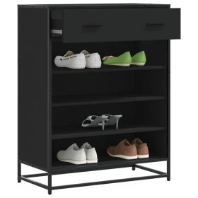 Zapatero de madera de ingeniería y metal negro 75x38x97,5 cm by , Shoe racks and shoe organizers - Ref: Foro24-3300875, Price...