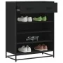 Zapatero de madera de ingeniería y metal negro 75x38x97,5 cm de , Zapateros y organizadores de calzado - Ref: Foro24-3300875,...