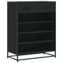 Zapatero de madera de ingeniería y metal negro 75x38x97,5 cm de , Zapateros y organizadores de calzado - Ref: Foro24-3300875,...