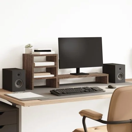 Soporte monitor con organizador escritorio madera marrón roble by , Computer bases and risers - Ref: Foro24-854739, Price: 24...