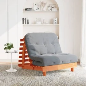 Futón sofá cama con colchón madera maciza marrón 100x206x11 cm by , Futones - Ref: Foro24-846768, Price: 243,42 €, Discount: %