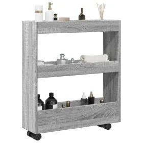 Carro de almacenaje estrecho 3 niveles madera gris Sonoma by , Kitchen and dining carts - Ref: Foro24-855246, Price: 50,84 €,...