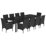 Set comedor jardín 11 pzas cojines ratán sintético vidrio negro by , Garden sets - Ref: Foro24-3278586, Price: 906,60 €, Disc...