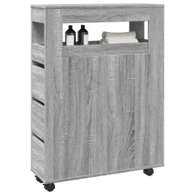 Armario de baño estrecho con ruedas madera gris Sonoma von , Schließfächer und Lagerschränke - Ref: Foro24-855273, Preis: 113...