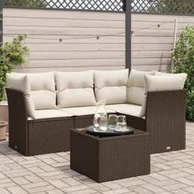 Set comedor de jardín 5 piezas y cojines ratán sintético marrón by , Garden sets - Ref: Foro24-3217593, Price: 347,54 €, Disc...