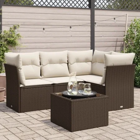 Set comedor de jardín 5 piezas y cojines ratán sintético marrón von , Gartensets - Ref: Foro24-3217593, Preis: 348,38 €, Raba...