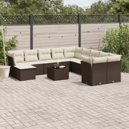 Set de sofás de jardín y cojines 12 pzas ratán sintético marrón von , Gartensets - Ref: Foro24-3218623, Preis: 762,12 €, Raba...
