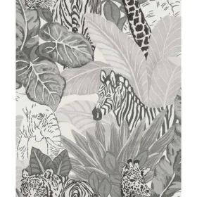 Noordwand Papel de pared Good Vibes Jungle Animals gris y negro von , Bemaltes Papier - Ref: Foro24-440443, Preis: 29,03 €, R...
