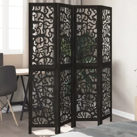 Biombo separador de 4 paneles madera maciza Paulownia negro von , Raumteiler - Ref: Foro24-358754, Preis: 107,73 €, Rabatt: %