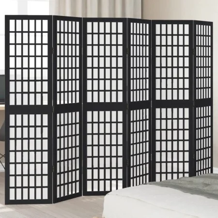 Biombo separador de 6 paneles madera maciza Paulownia negro by , Room dividers - Ref: Foro24-358777, Price: 125,48 €, Discoun...