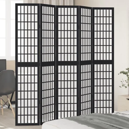 Biombo separador de 5 paneles madera maciza Paulownia negro von , Raumteiler - Ref: Foro24-358775, Preis: 149,42 €, Rabatt: %