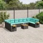 Set de sofás de jardín 11 pzas y cojines ratán sintético negro by , Garden sets - Ref: Foro24-3227170, Price: 815,67 €, Disco...