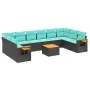 Set de sofás de jardín 11 pzas y cojines ratán sintético negro by , Garden sets - Ref: Foro24-3227170, Price: 815,67 €, Disco...