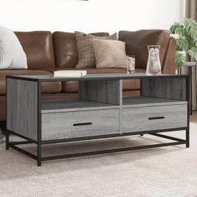 Mesa de centro madera ingeniería metal gris Sonoma 100x50x45cm by , Coffee table - Ref: Foro24-848787, Price: 102,97 €, Disco...