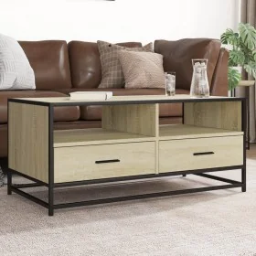 Mesa de centro madera ingeniería metal roble Sonoma 100x50x45cm by , Coffee table - Ref: Foro24-848785, Price: 99,81 €, Disco...