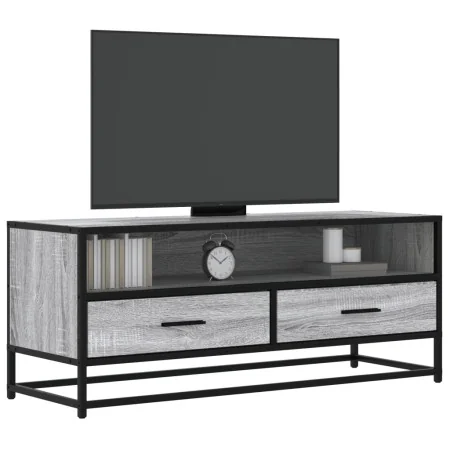 Mueble TV metal y madera ingeniería gris Sonoma 100x34,5x40 cm by , TV Furniture - Ref: Foro24-848817, Price: 90,79 €, Discou...