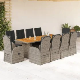 Set de comedor de jardín 11 pzas y cojines ratán sintético gris von , Gartensets - Ref: Foro24-3277617, Preis: 1,00 €, Rabatt: %