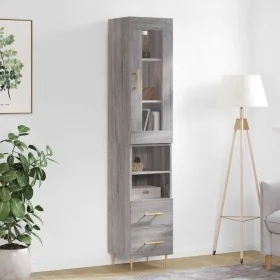 Aparador alto madera contrachapada gris Sonoma 34,5x34x180 cm by , Sideboards - Ref: Foro24-3199295, Price: 109,46 €, Discoun...