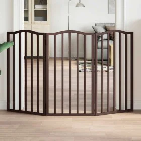Puerta para perros plegable 3 paneles álamo marrón roble 150 cm by , Dog kennels and fences - Ref: Foro24-352230, Price: 47,8...