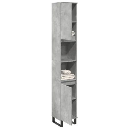 Armario de baño madera contrachapada gris hormigón 30x30x190 cm de , Tocadores de baño - Ref: Foro24-857201, Precio: 78,64 €,...
