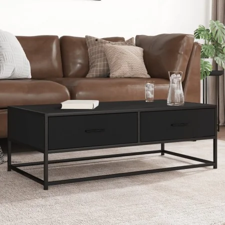 Mesa de centro de madera ingeniería y metal negro 100x50x35 cm by , Coffee table - Ref: Foro24-848779, Price: 66,44 €, Discou...