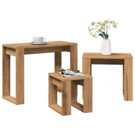 Mesas apilables 3 uds madera de ingeniería roble artisan by , Side tables - Ref: Foro24-856679, Price: 57,35 €, Discount: %