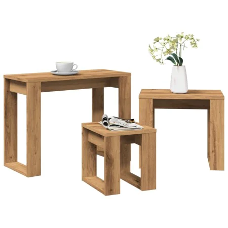 Mesas apilables 3 uds madera de ingeniería roble artisan by , Side tables - Ref: Foro24-856679, Price: 57,35 €, Discount: %