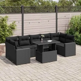 Set de sofás de jardín y cojines 8 piezas ratán sintético negro by , Garden sets - Ref: Foro24-3326276, Price: 573,96 €, Disc...