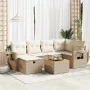 Set sofás de jardín 7 piezas y cojines ratán sintético beige by , Garden sets - Ref: Foro24-3325817, Price: 526,45 €, Discoun...