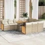Set sofás jardín y cojines 11 pzas ratán sintético acacia beige by , Garden sets - Ref: Foro24-3327761, Price: 866,25 €, Disc...
