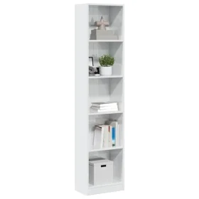 Estantería madera de ingeniería blanco brillo 40x24x176 cm by , Bookcases and shelves - Ref: Foro24-858305, Price: 70,37 €, D...