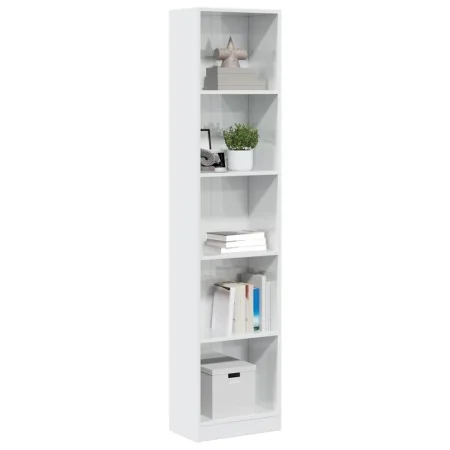 Estantería madera de ingeniería blanco brillo 40x24x176 cm de , Librerías y estanterías - Ref: Foro24-858305, Precio: 70,37 €...