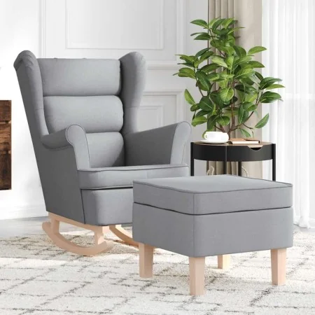 Sillón mecedora con taburete tela gris claro by , Armchairs - Ref: Foro24-3307997, Price: 280,62 €, Discount: %