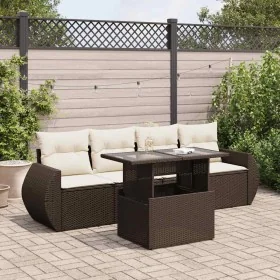 Set comedor de jardín 5 piezas y cojines ratán sintético marrón by , Garden sets - Ref: Foro24-3326564, Price: 387,20 €, Disc...