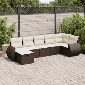 Juego de sofás de jardín 7 piezas con cojines ratán PE marrón by , Garden sets - Ref: Foro24-3325609, Price: 456,80 €, Discou...