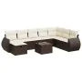 Set de sofás de jardín 9 pzas y cojines ratán sintético marrón by , Garden sets - Ref: Foro24-3325649, Price: 563,24 €, Disco...