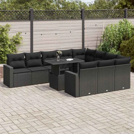 Set de sofás de jardín 11 pzas y cojines ratán sintético negro von , Gartensets - Ref: Foro24-3326386, Preis: 774,64 €, Rabat...