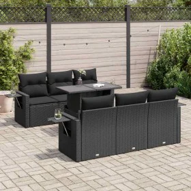 Set de sofás de jardín 7 pzas con cojines ratán sintético negro by , Garden sets - Ref: Foro24-3326416, Price: 604,72 €, Disc...