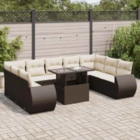 Set de sofás de jardín 10 pzas y cojines ratán sintético marrón von , Gartensets - Ref: Foro24-3326704, Preis: 778,80 €, Raba...