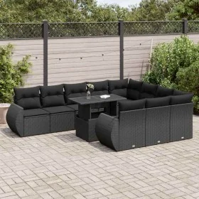 Set de sofás de jardín 11 pzas y cojines ratán sintético negro by , Garden sets - Ref: Foro24-3326706, Price: 761,59 €, Disco...