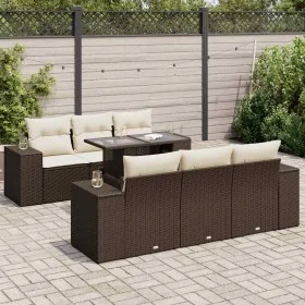 Juego de sofás de jardín 7 piezas con cojines ratán PE marrón by , Garden sets - Ref: Foro24-3326744, Price: 570,39 €, Discou...