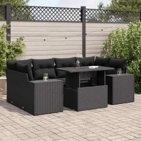 Set de sofás de jardín 7 pzas con cojines ratán sintético negro by , Garden sets - Ref: Foro24-3326746, Price: 550,20 €, Disc...