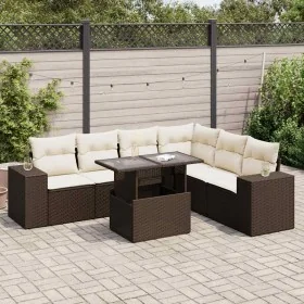 Juego de sofás de jardín 7 piezas con cojines ratán PE marrón by , Garden sets - Ref: Foro24-3326814, Price: 526,24 €, Discou...