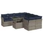 Set sofás jardín y cojines 9 pzas ratán sintético acacia gris by , Garden sets - Ref: Foro24-3326132, Price: 697,70 €, Discou...