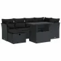 Set de sofás de jardín 7 pzas con cojines ratán sintético negro by , Garden sets - Ref: Foro24-3327775, Price: 495,98 €, Disc...