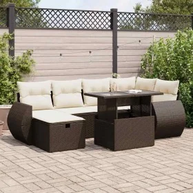 Juego de sofás de jardín 7 piezas con cojines ratán PE marrón by , Garden sets - Ref: Foro24-3327903, Price: 523,86 €, Discou...